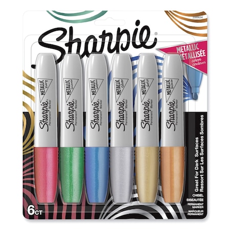 Sharpie Metallic Chisel Tip Permanent Marker, Medium Chisel Tip, Assorted, PK6 PK 2089634